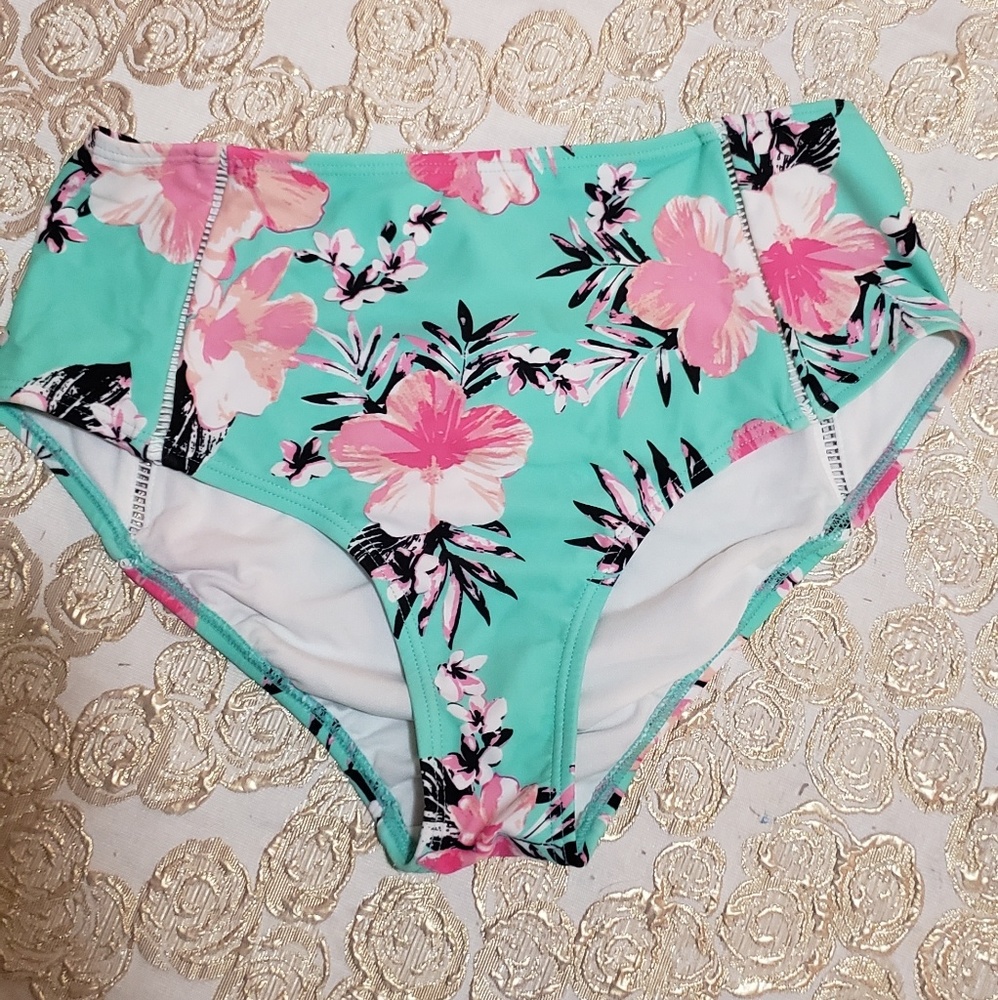 Floral High waisted bikini bottom
